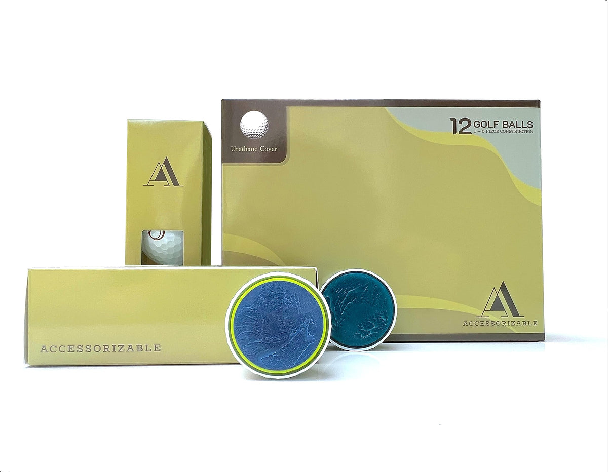Accessorizable urethane golf balls glow in the dark for night play