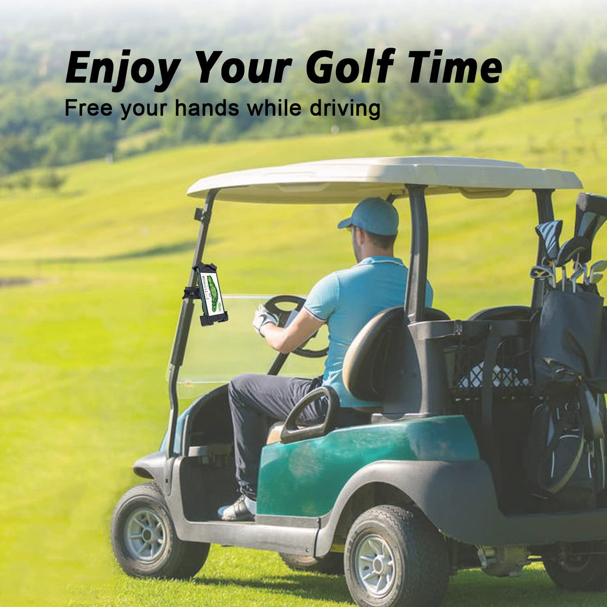 ACCTOLF golf cart phone holder 360-degree rotation for ideal viewing