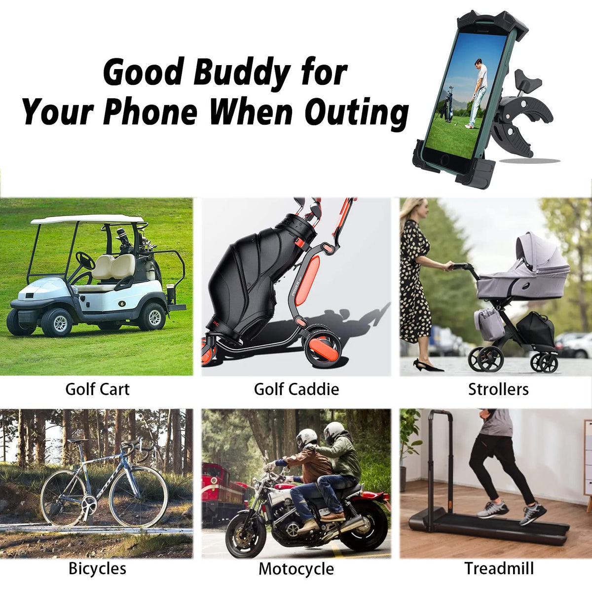 ACCTOLF golf cart phone holder silicone pads prevent scratches and slips
