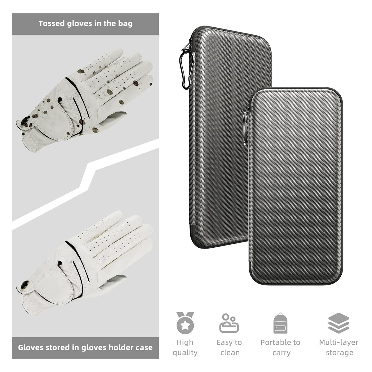 ACCTOLF Golf Glove Case double-zipper ensures fast access.