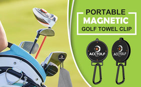 ACCTOLF portable magnetic towel clip set for reusable golf accessories.