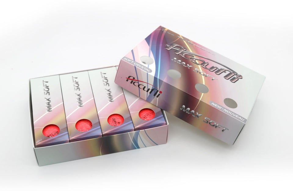 ACCUFLI Max Soft Crystal Red ball with crystal finish enhances alignment on the green