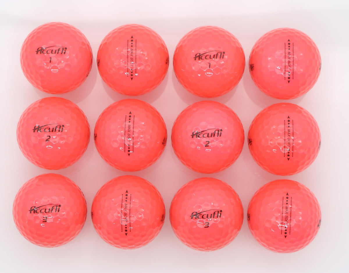 ACCUFLI Max Soft Crystal Red ball showing logo with high visibility for on‑course spotting