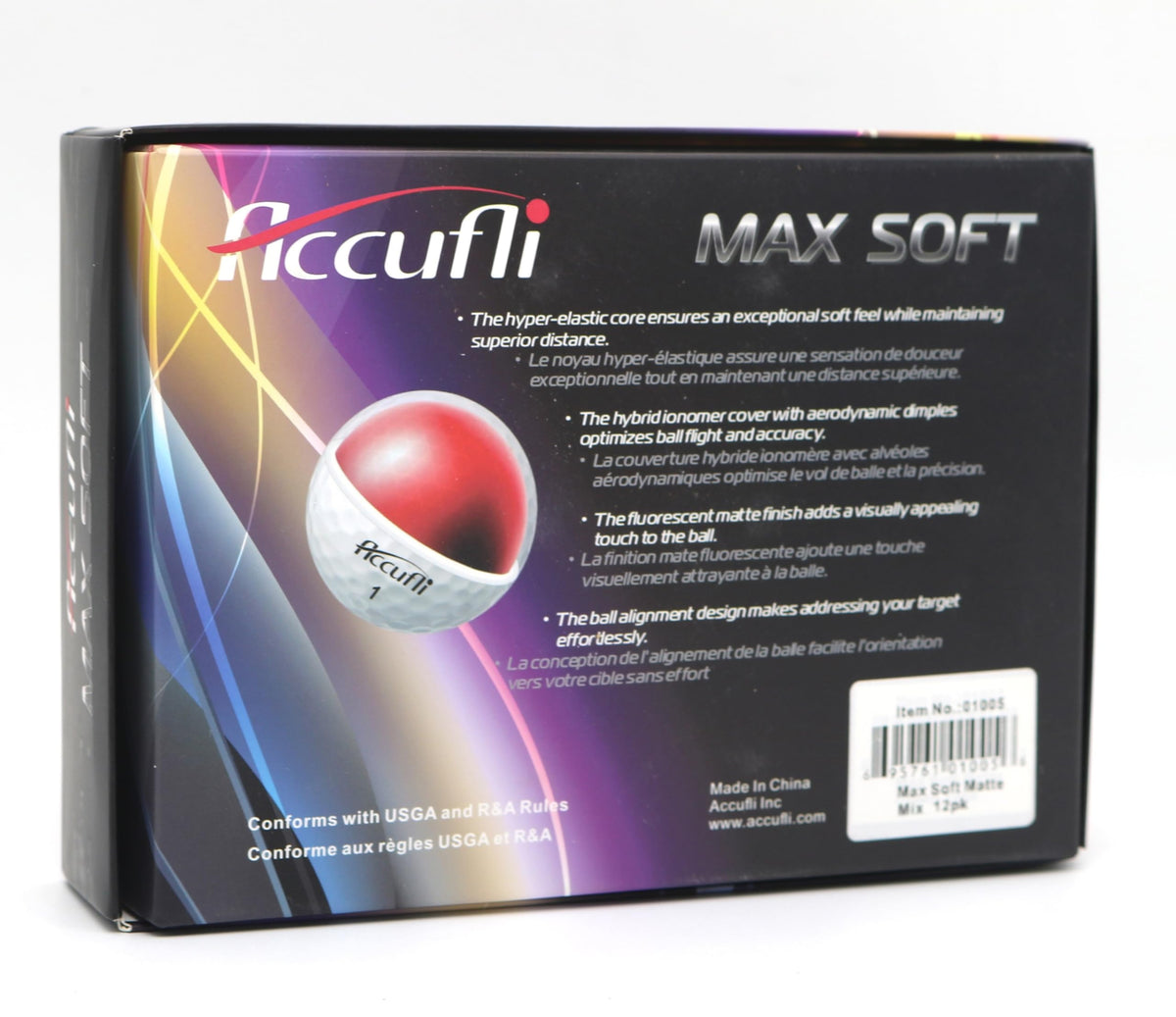 ACCUFLI Max Soft matte ball showing greenside spin for controlled short game.