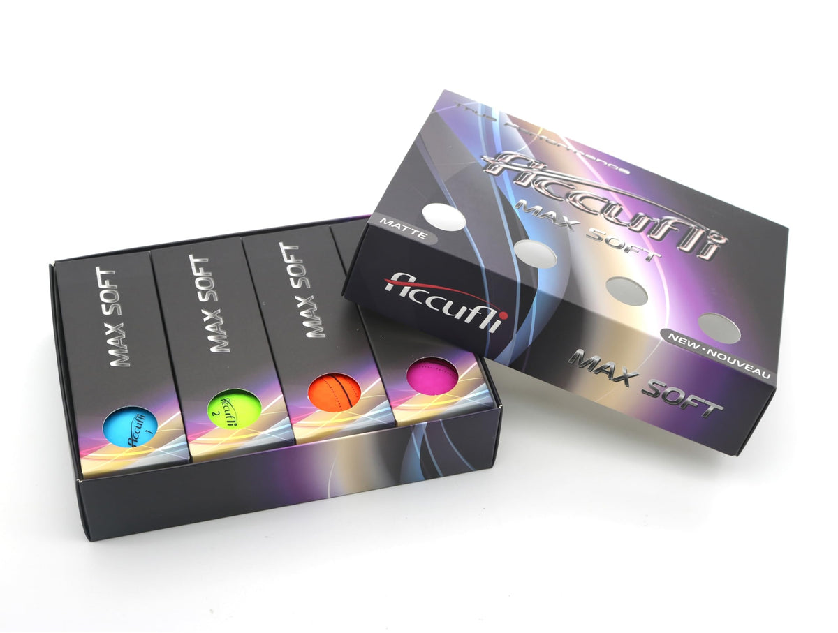 ACCUFLI Max Soft matte golf ball top view for easy targeting on sunny courses.
