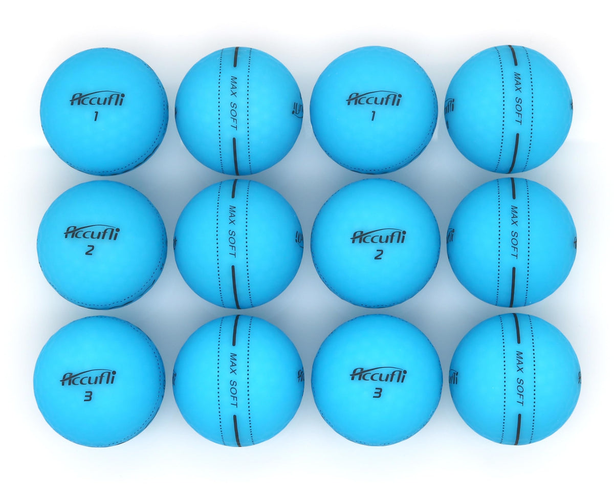 ACCUFLI Max Soft golf balls featuring alignment design to improve on course accuracy.
