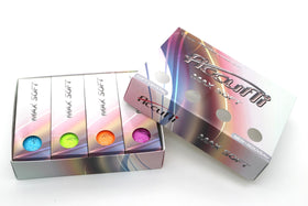 ACCUFLI Max Soft Golf Balls crystal mix close-up showing soft feel and transparent cover.