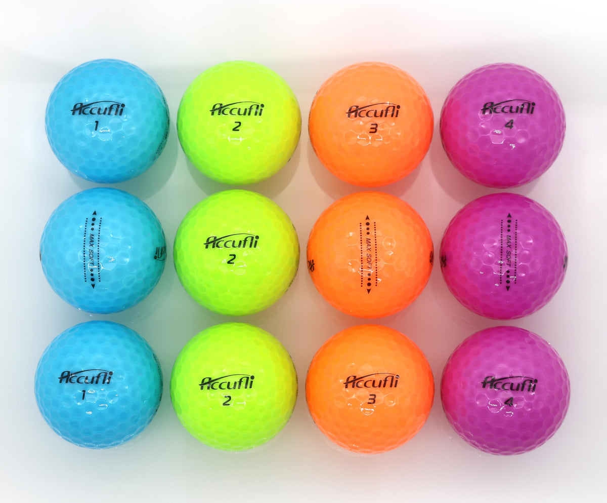 ACCUFLI Max Soft Golf Balls in flight highlighting distance and accuracy features.
