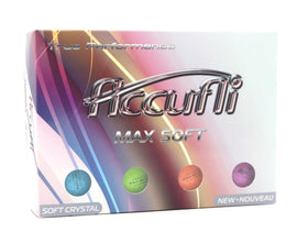 Crystal cover with icons on ACCUFLI Max Soft Golf Balls for visibility and style.