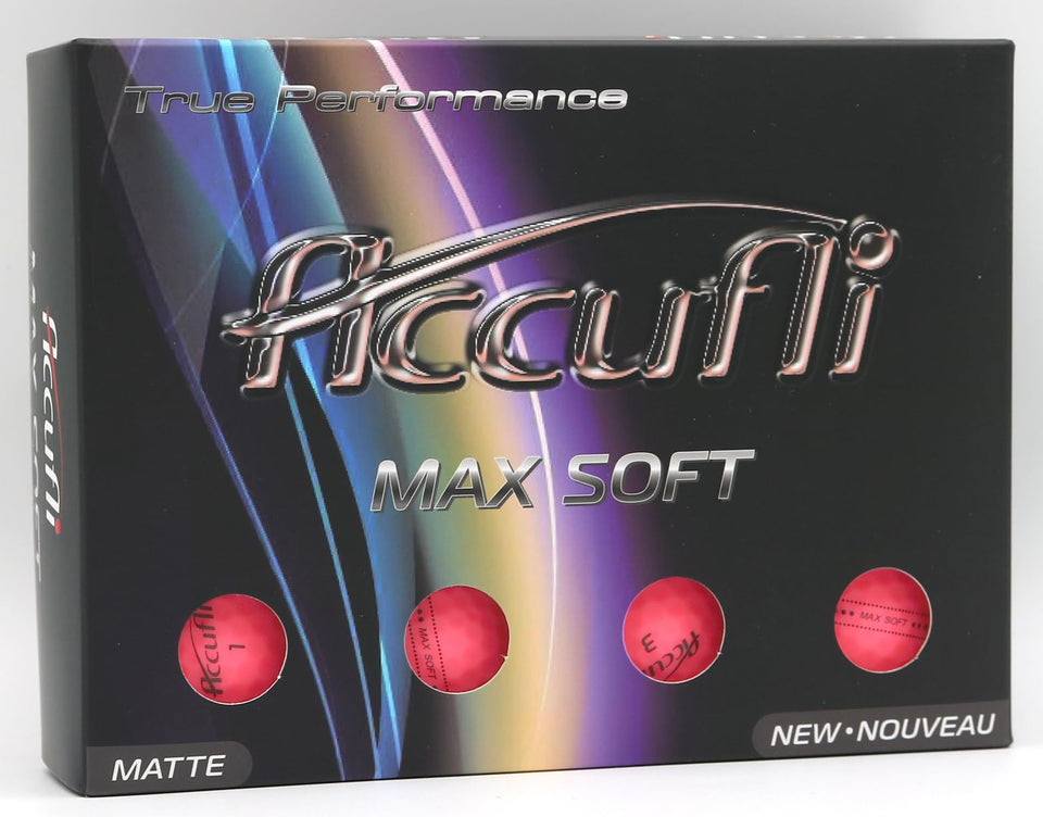 ACCUFLI Max Soft golf balls matte pink front view for performance and style