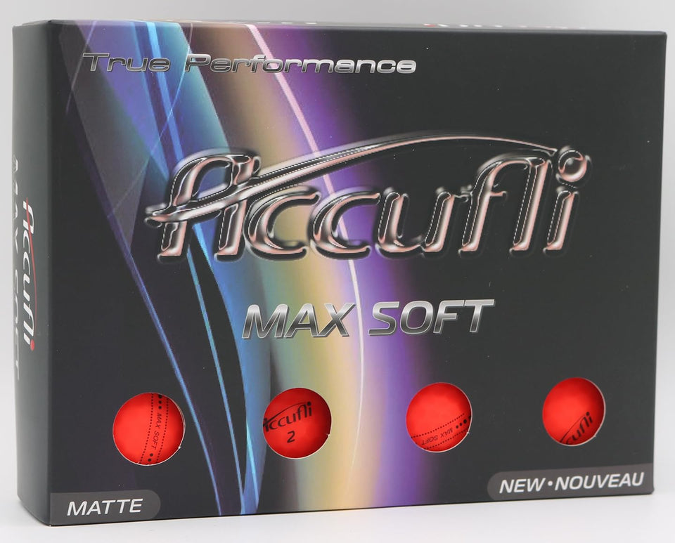 ACCUFLI Max Soft matte red golf balls with cover improve visibility and feel.