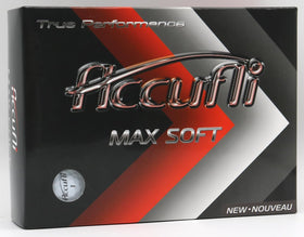 ACCUFLI Max Soft golf balls pack front view showing white 12-pack