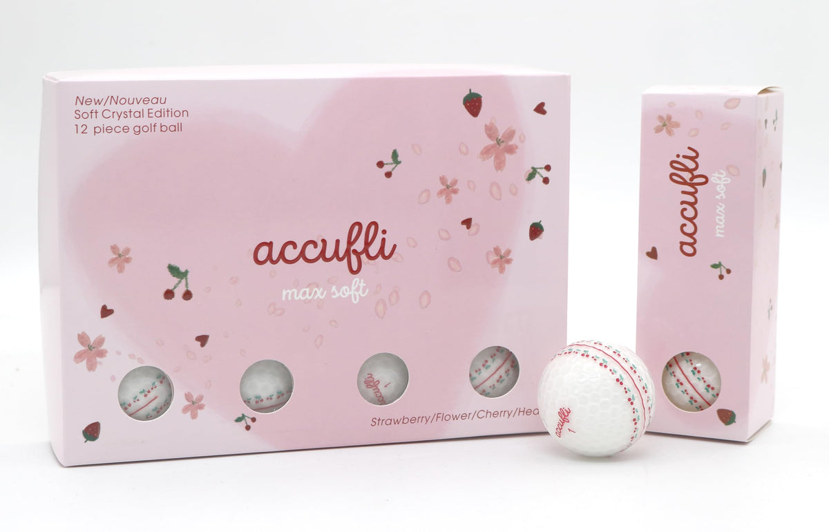 ACCUFLI Max Soft Icon Golf Balls Cherry with crystal cover for distinctive look and feel
