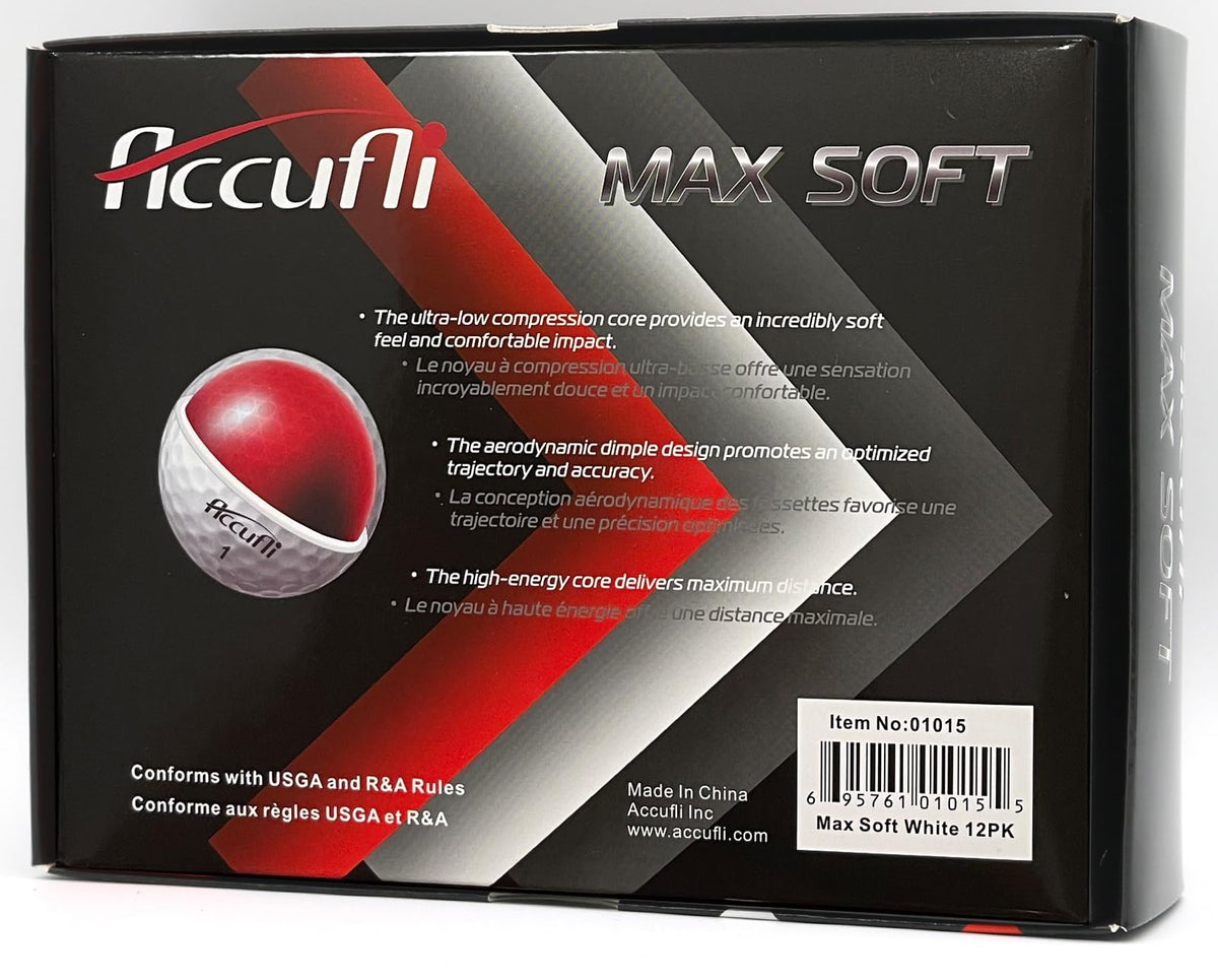 ACCUFLI Max Soft ionomer cover with aerodynamic dimple design for flight