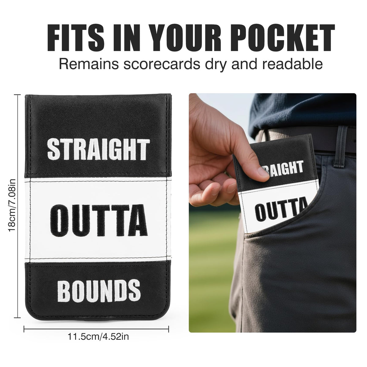 Acebirdie compact-pocket holder fits easily in a back pocket.