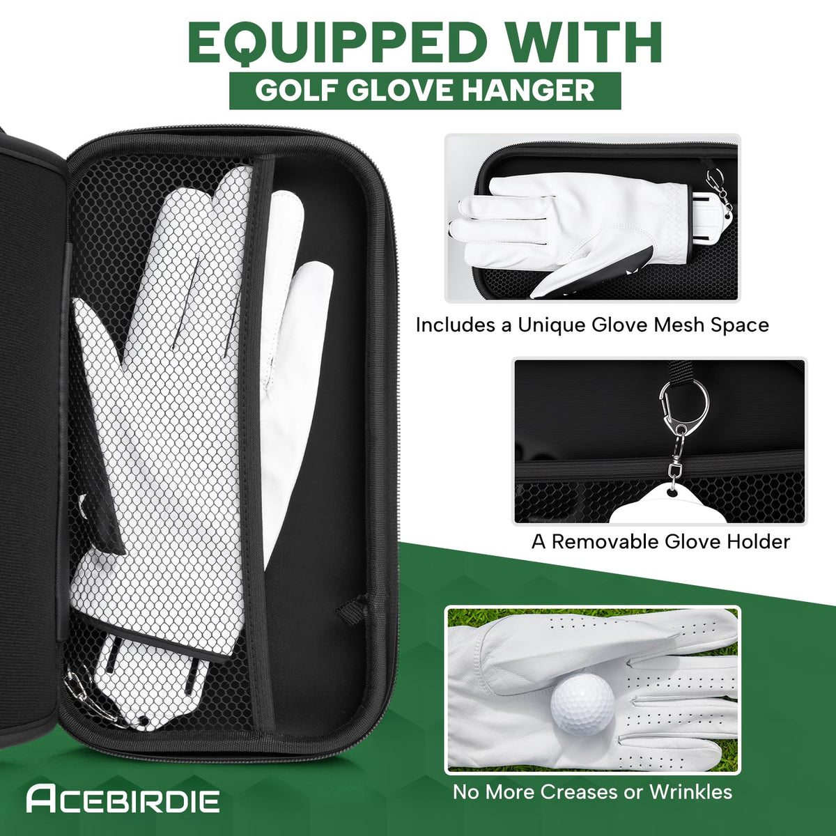 Acebirdie Glove Shaper detached for wrinkle-free glove storage.