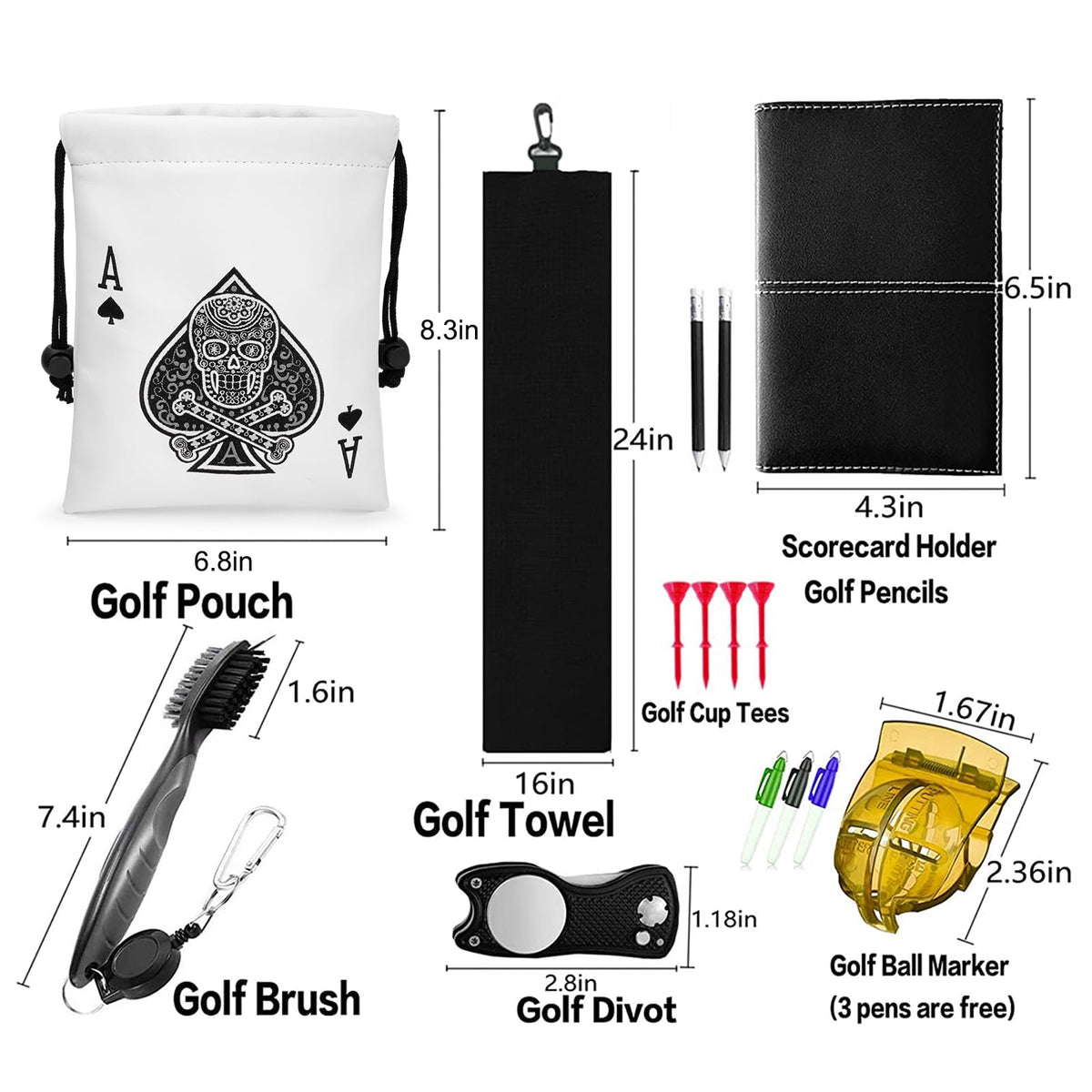 Acebirdie golf pouch sugar skull embroidery adds standout style on the fairway.