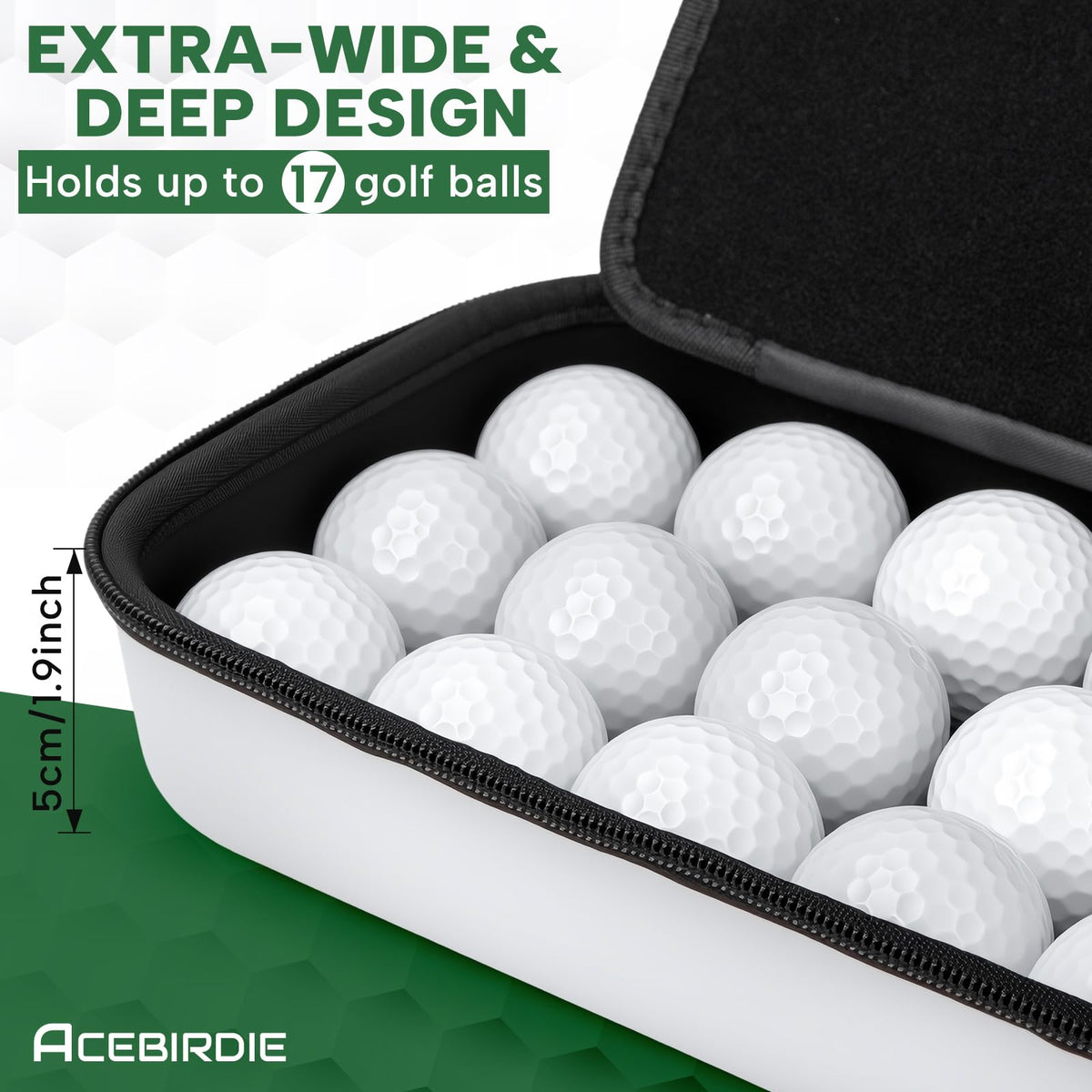 Hard-shell Acebirdie organizer protects gear with water-resistant shell.