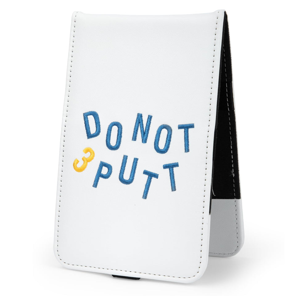Acebirdie leather golf scorecard holder front view with stylish embroidery and all-weather protection.