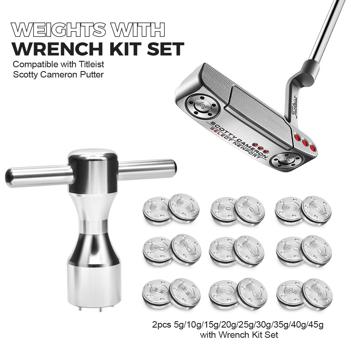 Acebirdie putter weight 20g increases feedback during stroke for improved tempo