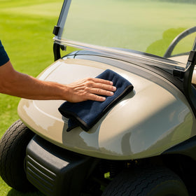 Acellegic golf cart cleaner windshield area showing clear view