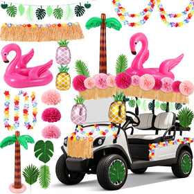 AceOrbit floral tassel garlands enhance the golf cart parade aesthetic
