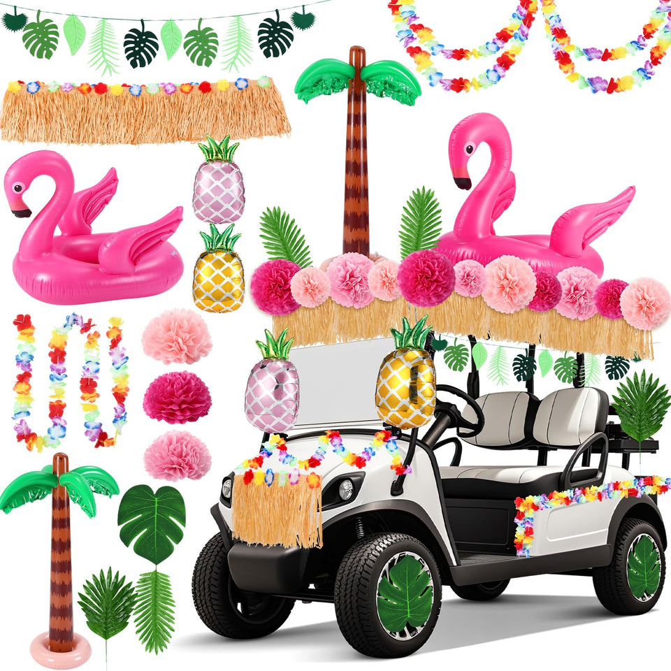 AceOrbit floral tassel garlands enhance the golf cart parade aesthetic