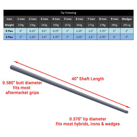 Acer Velocity blue graphite iron shaft ideal for versatile builds with regular/stiff flex.