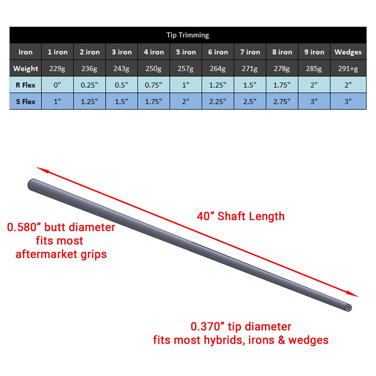 Acer Velocity Green hybrids graphite shaft 0.370 enables versatile repairs and performance.
