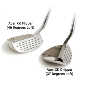 Acer XK left-handed chipping 3-1 fly-to-roll concept on level terrain
