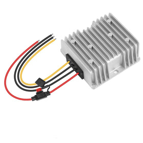 Acridine DC-DC converter front view demonstrates compact rugged design for reliable golf cart power.