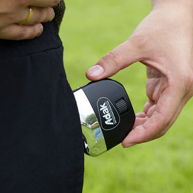 ADAK compact pocket design fits easily in a golf bag.