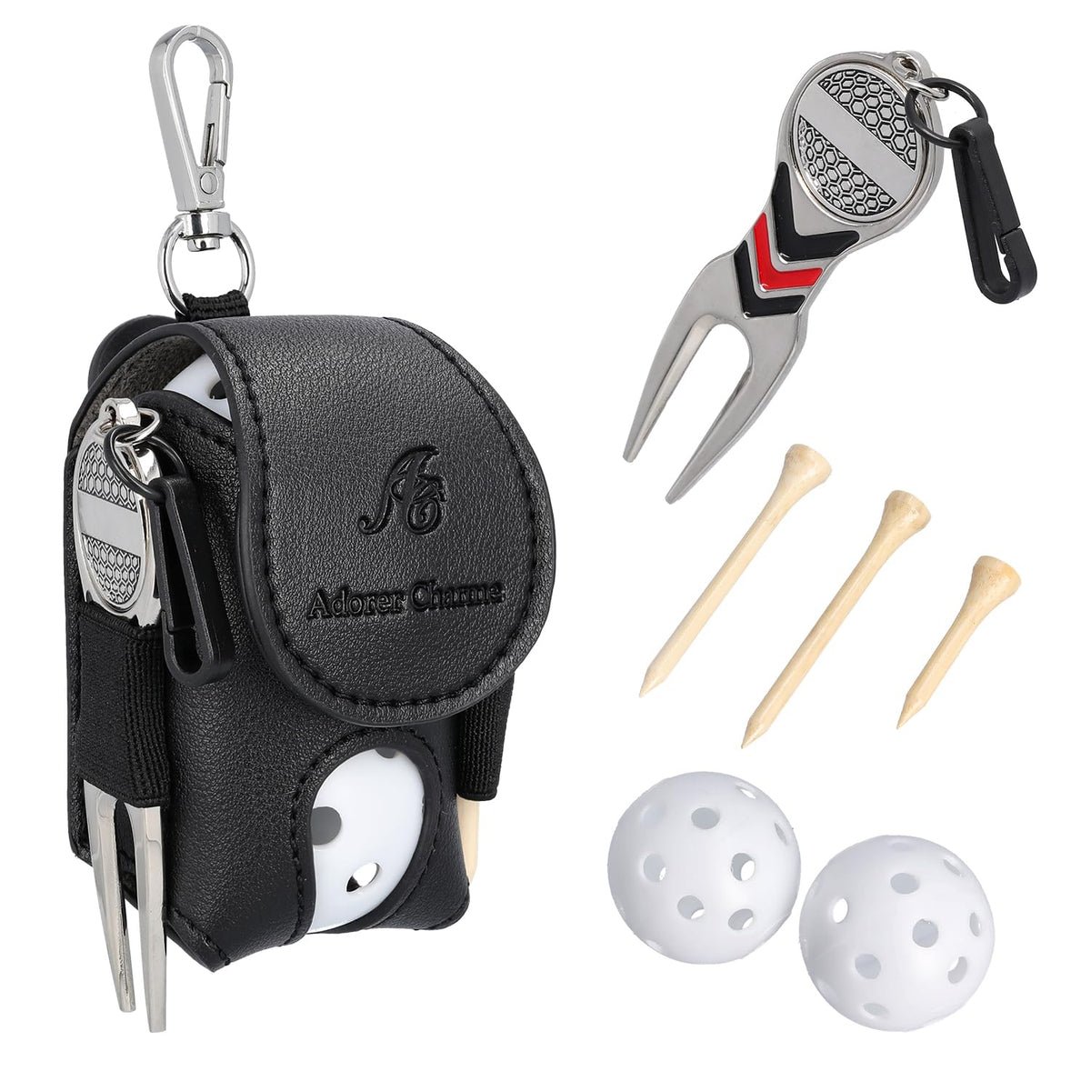 Adorer Charme golf ball pouch with magnetic closure secures balls
