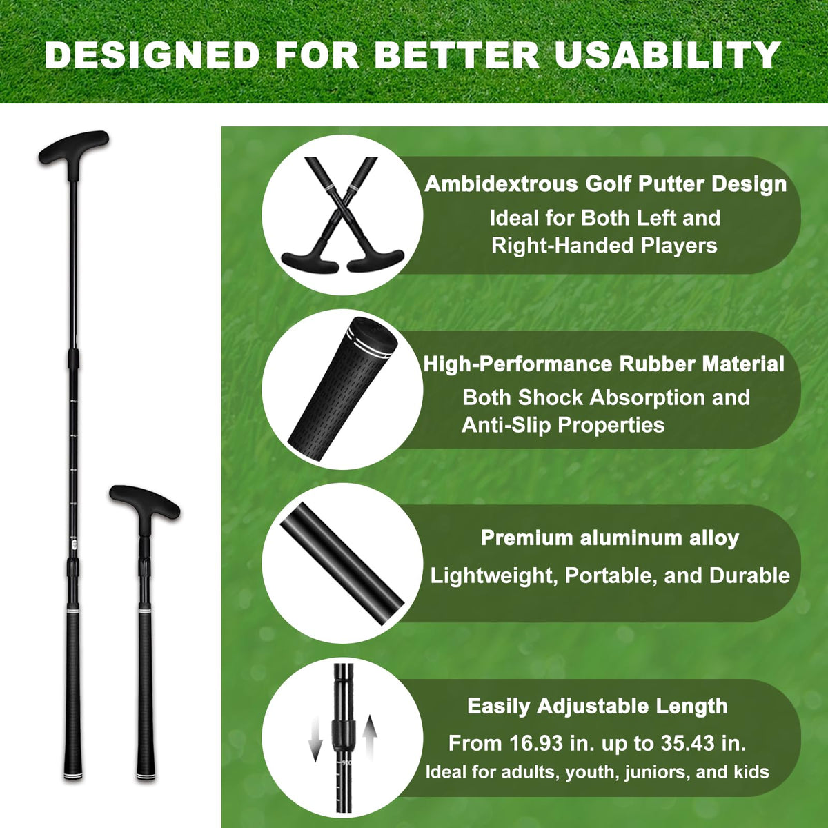 AESWGOF rubber non-slip grip enhances control during practice.