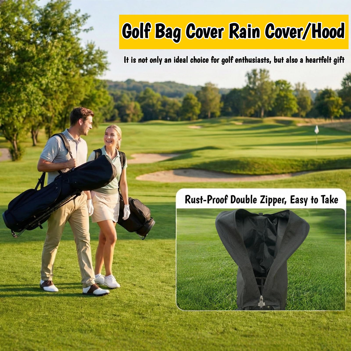 Aethycovi golf club head cover with zipper for easy club access.