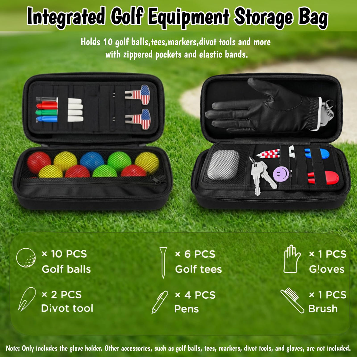 Aethycovi Golf Tee and Ball Pocket shows organized space for tees, markers, and balls.