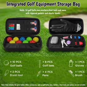 Aethycovi Golf Tee and Ball Pocket shows organized space for tees, markers, and balls.