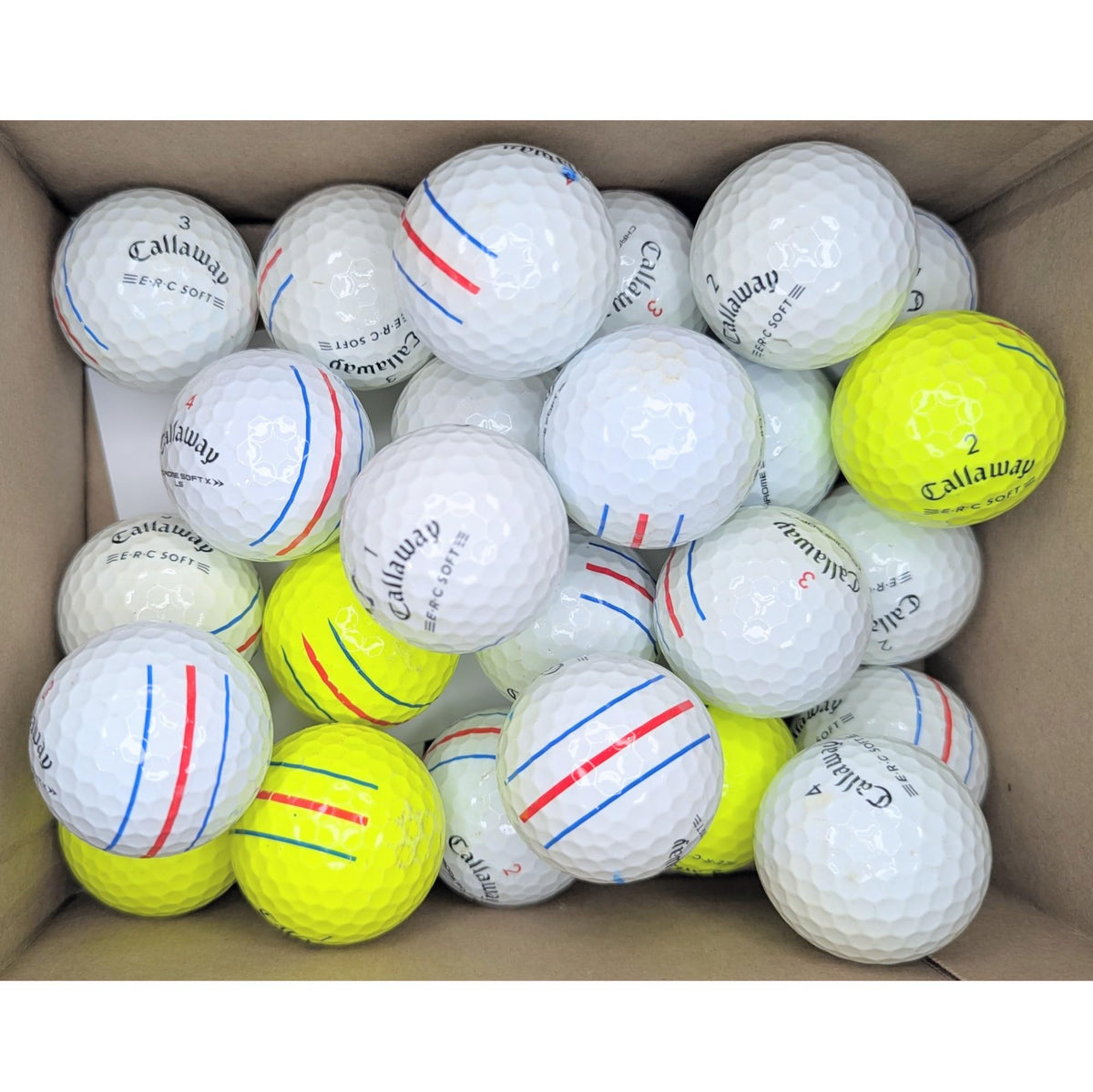 Affordaball Golf Chrome Soft yellow balls with high visibility on the course