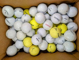 Affordaball Golf hitaway balls for practice swings in a mixed-brand pack.