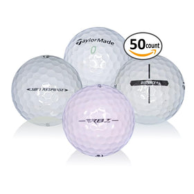 Used white balls on green ready for affordable practice