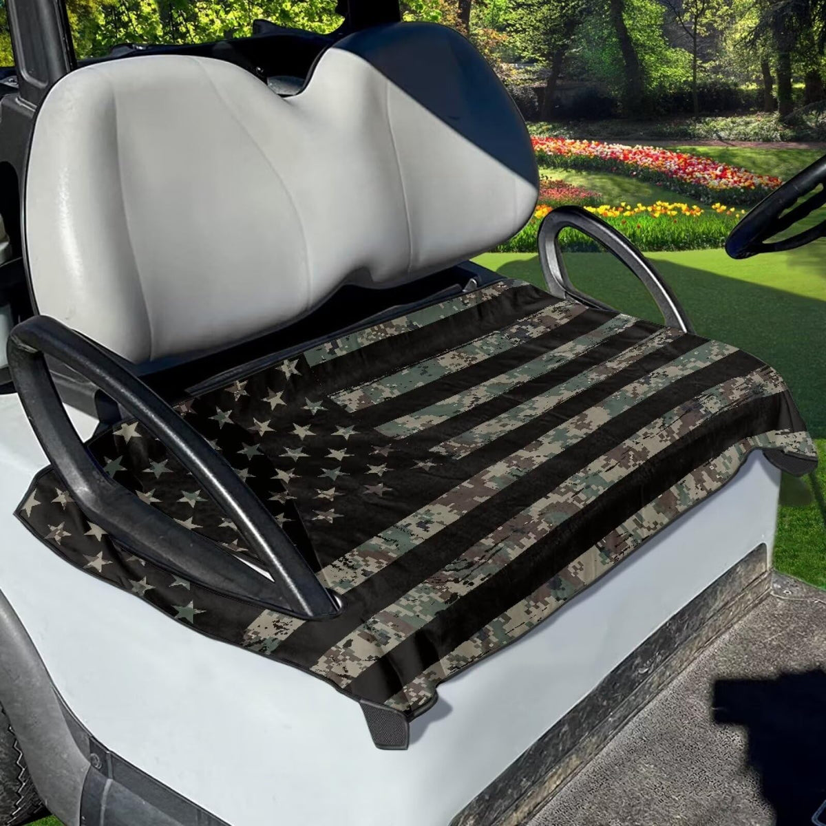 AFPANQZ camo American flag seat cover towel protects and decorates your golf cart