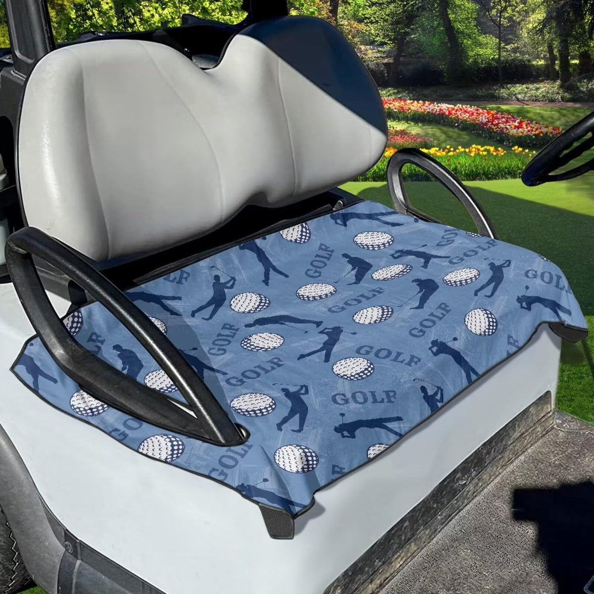 AFPANQZ golf seat cover top view shows soft towel-like fabric and protection against dirt
