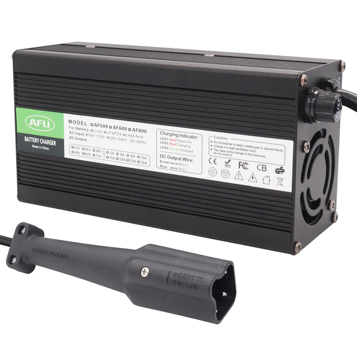 AFU 48V 10A golf cart charger for Yamaha G29 plug delivering reliable charging.