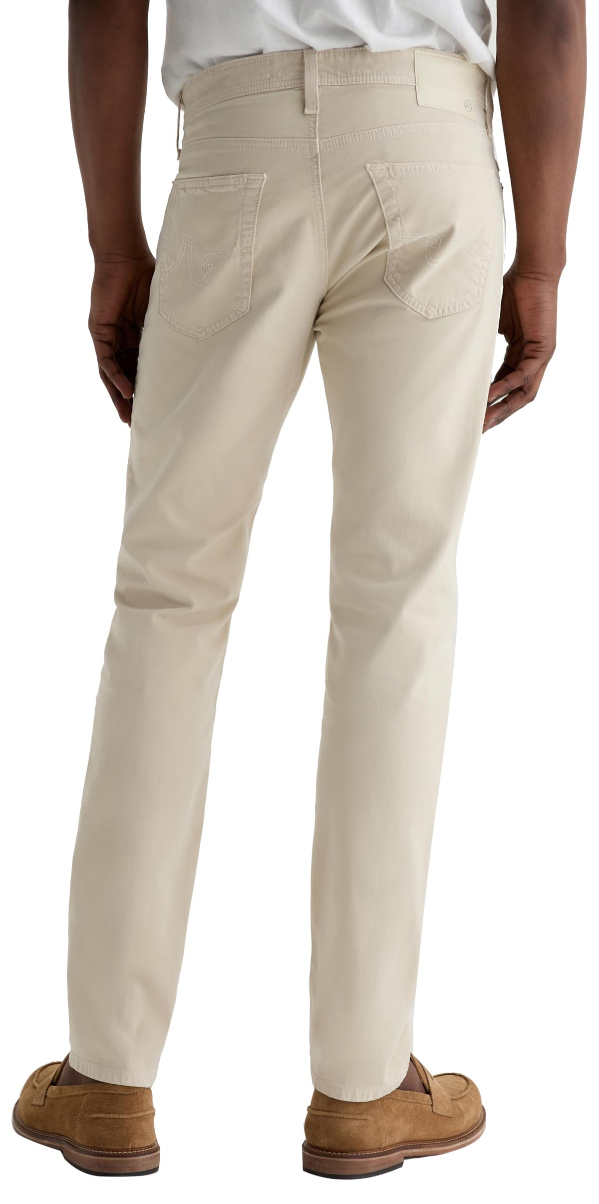 Lifestyle view of AG Tellis Modern Slim pant for versatile everyday wear