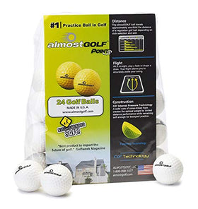 AG AlmostGolf white foam ball close-up for safe indoor practice.