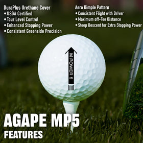 Agape MP5 greenside-spin focus illustrating stopping power and spin control