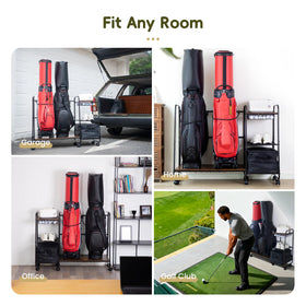 AGUstrike golf bag storage organizer side view shows independent straps.