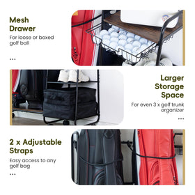 AGUstrike two-bag rack with wheels offers versatile placement.