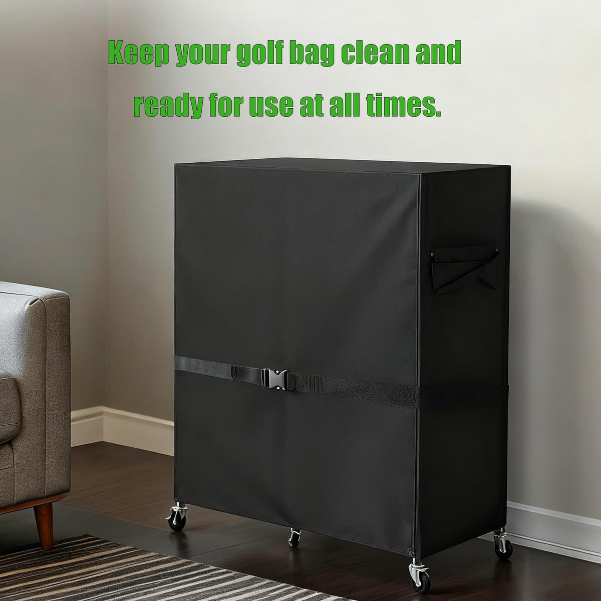 Aidetech golf bag cover front zippers ensure easy access.