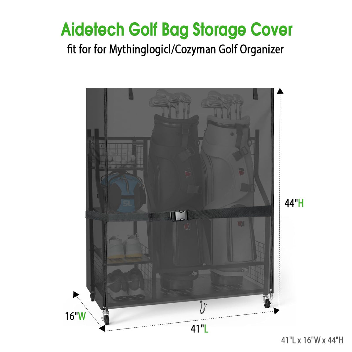 Aidetech cover side view highlighting durable 500D Oxford fabric.